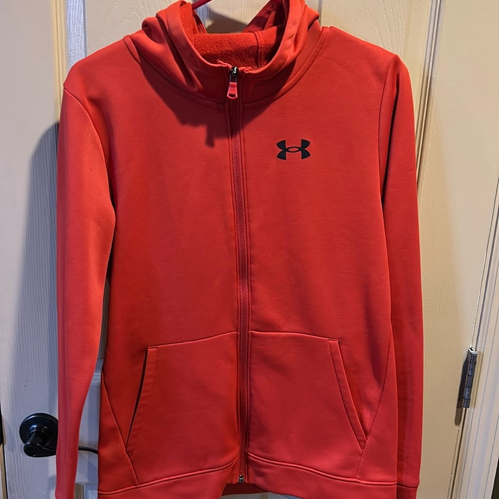 UA Orange zipper hoodie size YXL